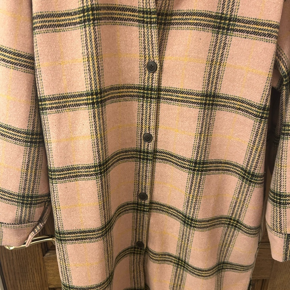 Wild Fable Pink Plaid Long Button-Up Jacket Shacket Size Medium NWT - Picture 2 of 9